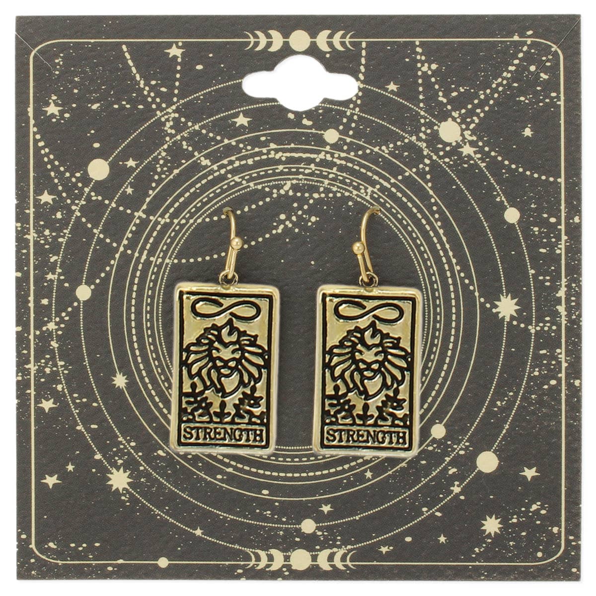 Major Arcana Gold Strength Tarot Earrings