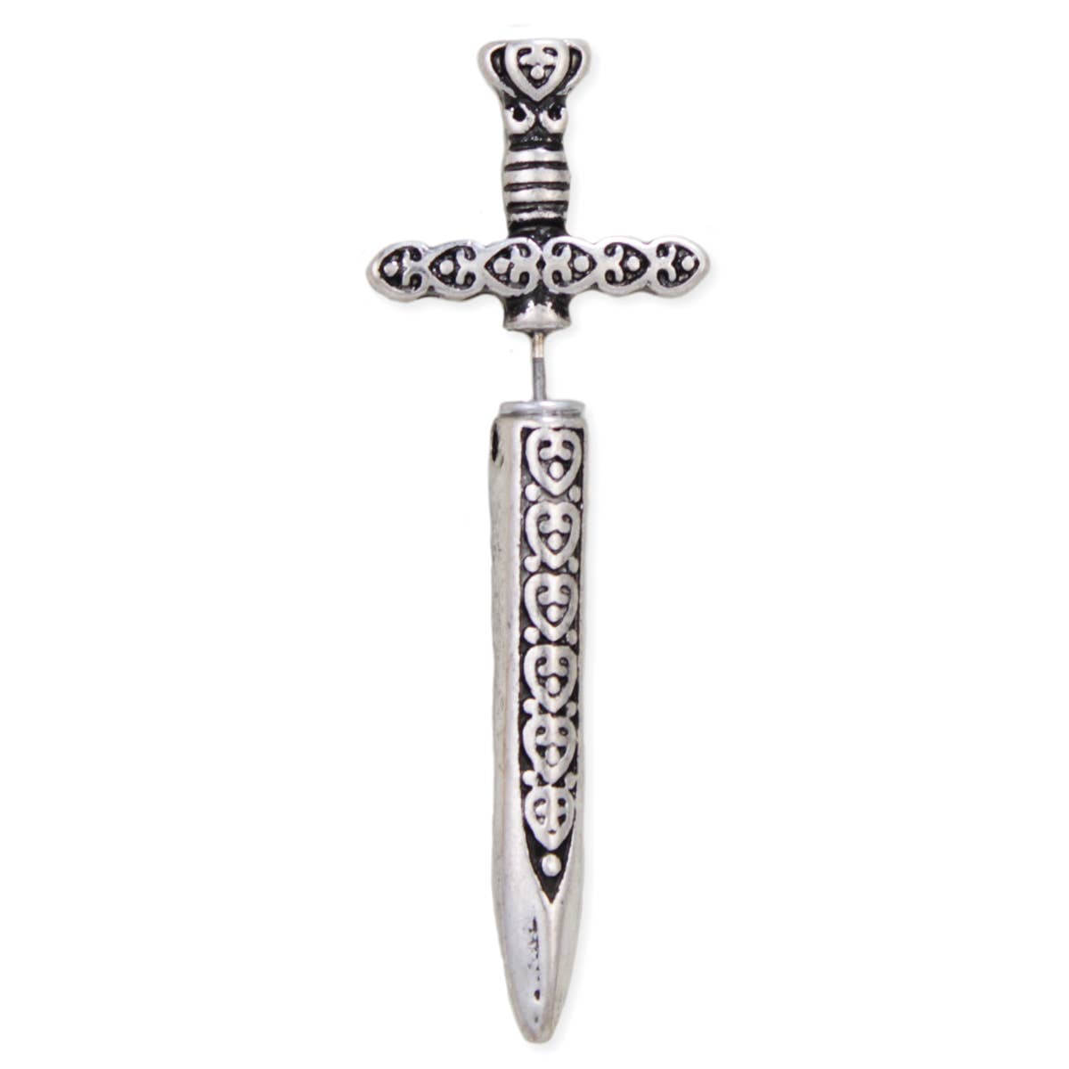 Warrior Style Silver Sword Earrings