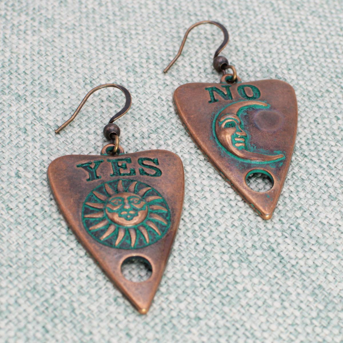 Burnished Gold Patina Yes No Planchet Earrings