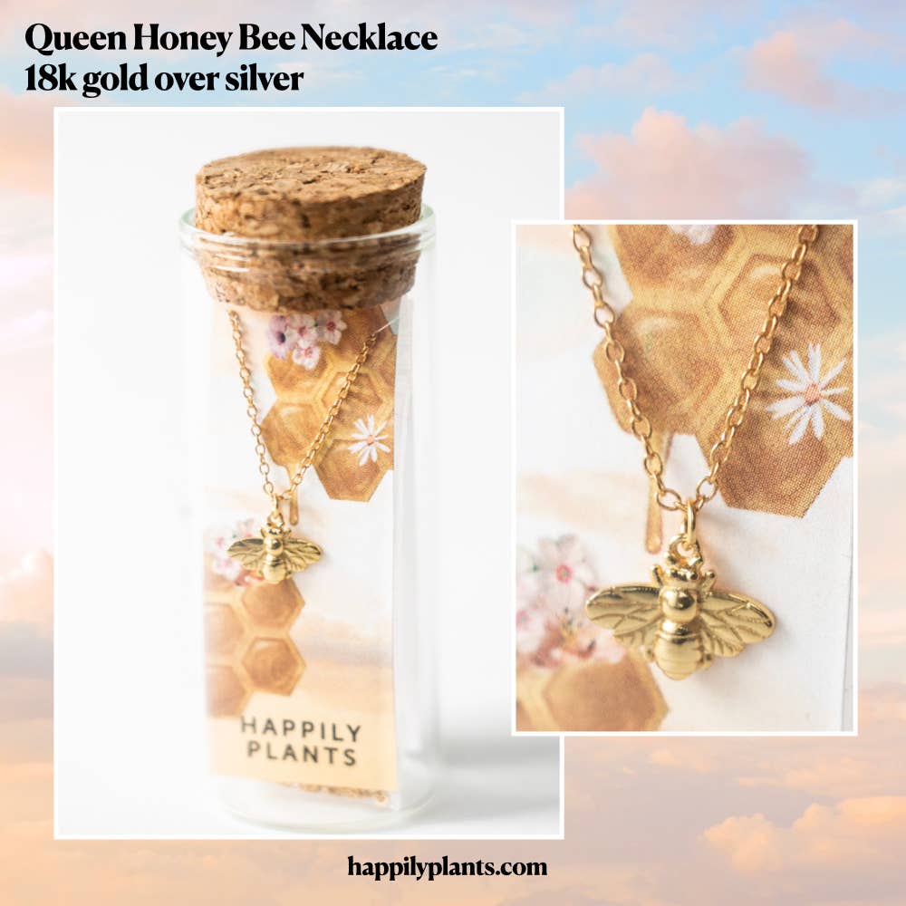Bee Necklace, 18k Gold Bee Jewelry