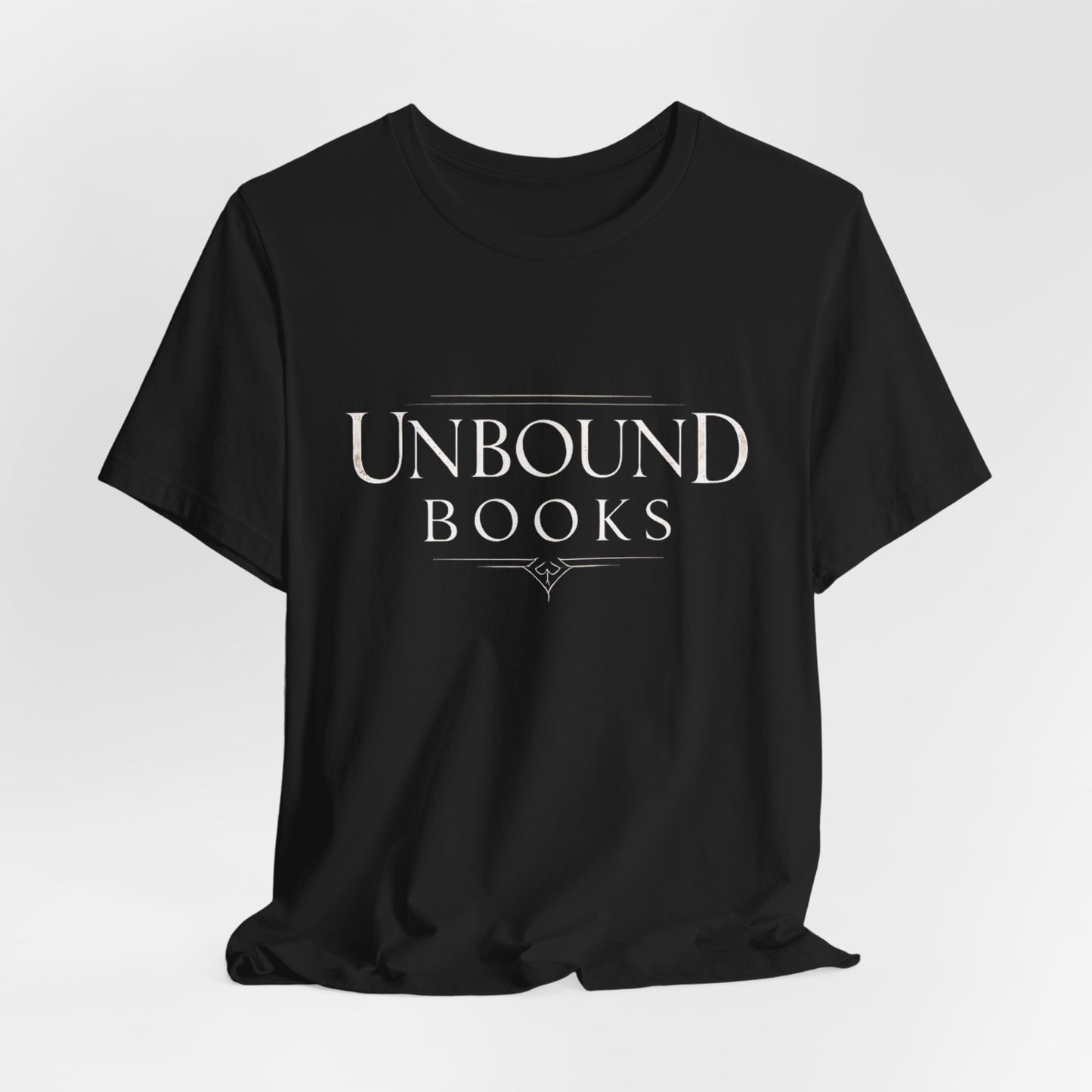 Unbound Books T‑Shirt — Vintage Literary Logo Tee for Book Lovers