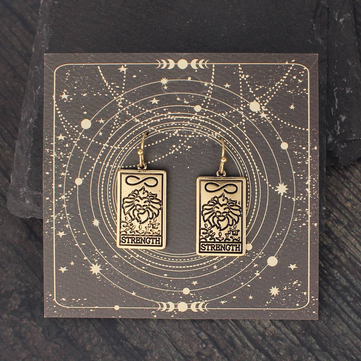 Major Arcana Gold Strength Tarot Earrings