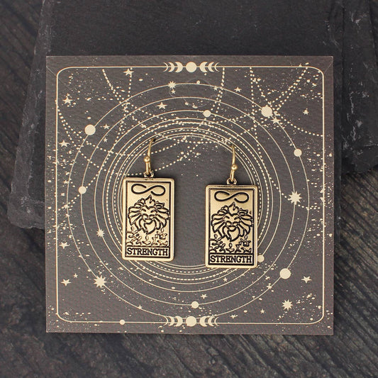Major Arcana Gold Strength Tarot Earrings