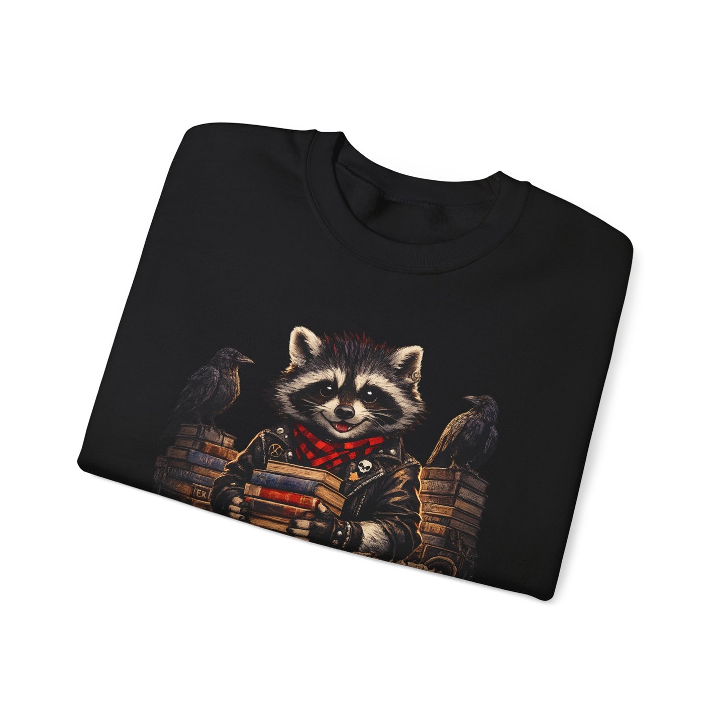 Raccoon 'Stay Feral, Read Books' Crewneck Sweatshirt