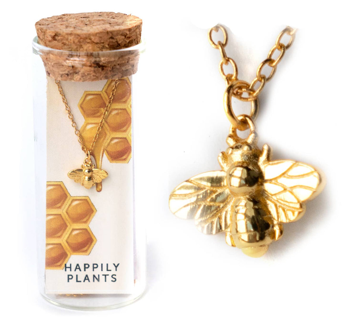 Bee Necklace, 18k Gold Bee Jewelry