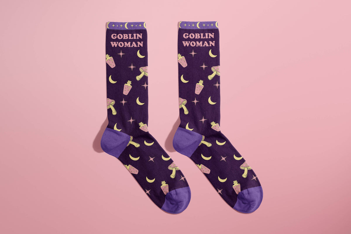 Goblin Woman Socks (funny gifts, weird girl gift)