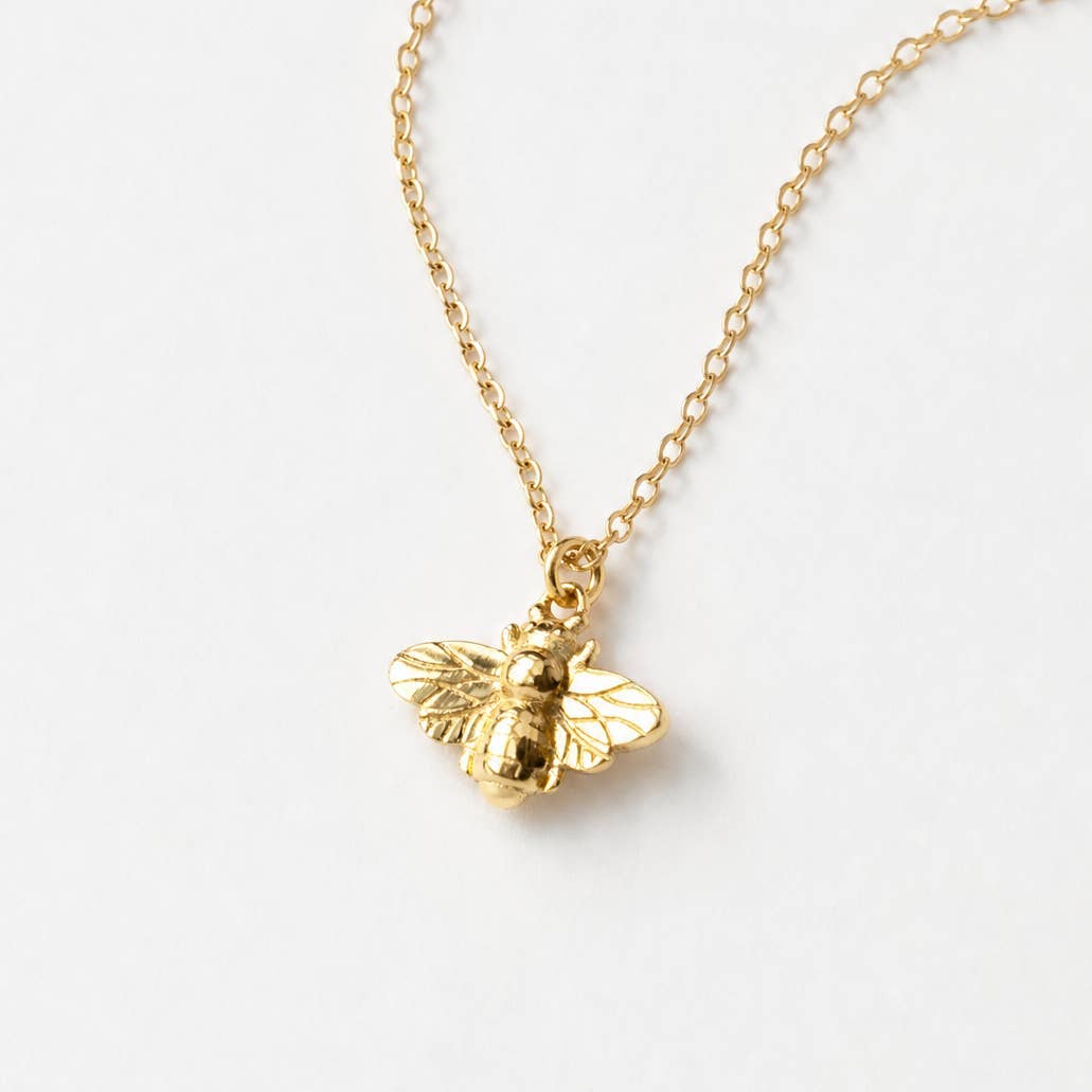 Bee Necklace, 18k Gold Bee Jewelry