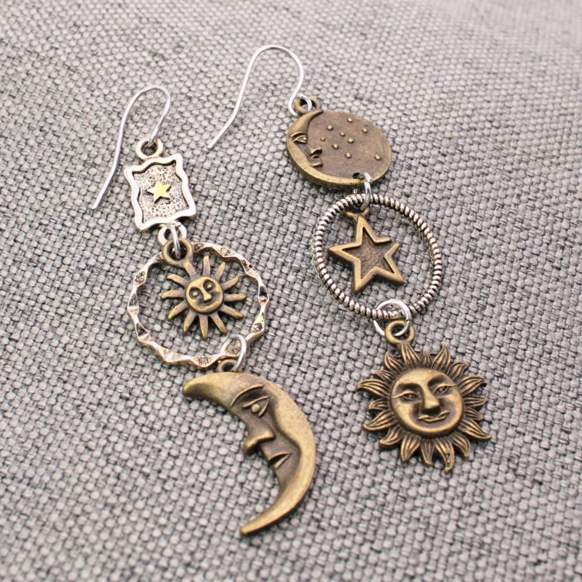 Celestial Dream Linear Sun Moon Earrings